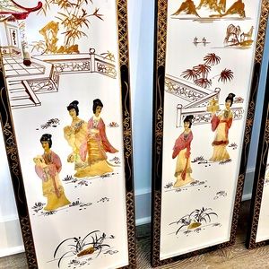 Set of 3 Ivory Chinese Decor